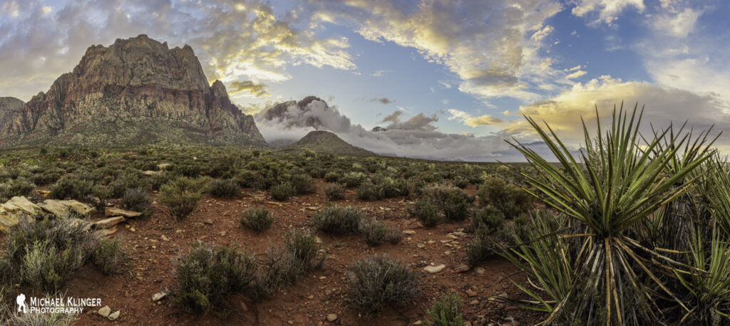 Stormy day in the Red Rocks outside of Las Vegas, NV. Images shows vivid clouds as the sun finally came out to cast some light so Mike could capture this image.